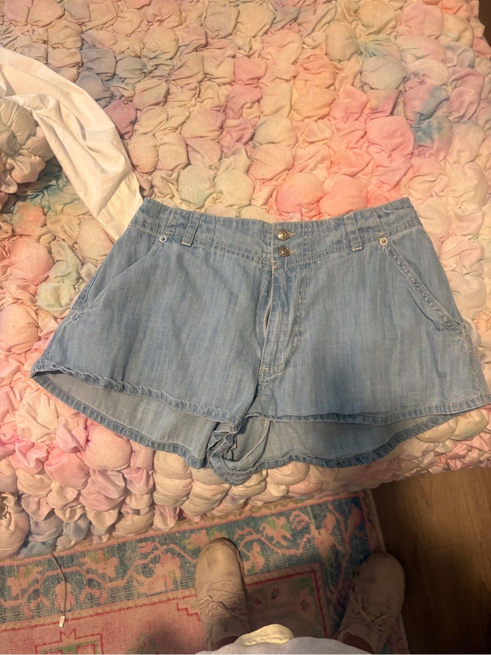 We The Free Light Blue Denim Shorts - Relaxed Flared Fit